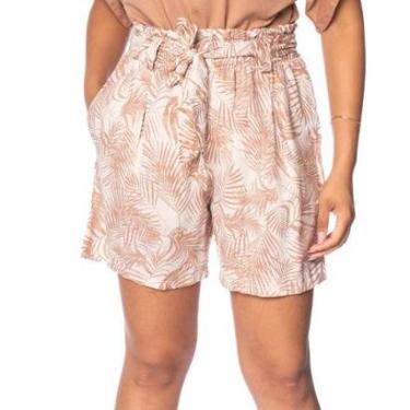 Imagem de Short Feminino Giraffe Folhagens Cintura Alta Bege/Marrom-Feminino
