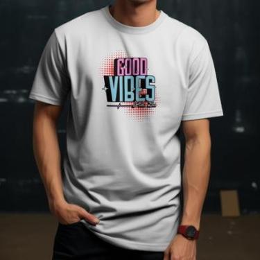 Imagem de Camiseta Masculina Polo Blu Good Vibes Confortável em Algodão do P ao G1-Masculino