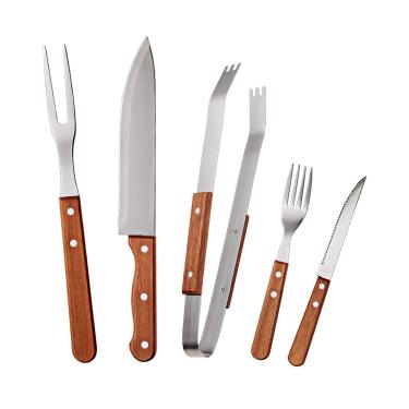 Imagem de Kit para Churrasco com Cabo 15 Peças, Euro, BBQW-15, Madeira, Euro Home