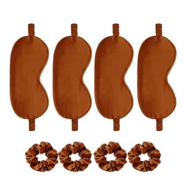 Imagem de Máscara de cetim para os olhos, 8 peças, máscaras de seda para dormir, sombra de olhos sedosa, blecaute, cobertura para olhos, laços de cabelo, presentes de casamento