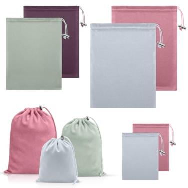 Imagem de Hillban 6 sacos de armazenamento de brinquedos com cordão de microfibra organizador de brinquedos leve bolsa de presente multiuso dobrável sacos de viagem para mulheres e homens, 3 tamanhos (tamanho