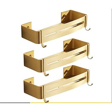 Imagem de Prateleiras de banheiro prateleira montada na parede prateleira de banheiro prateleira de chuveiro suporte de xampu prateleira de canto suporte de chuveiro organizador de prateleira de banheiro (cor