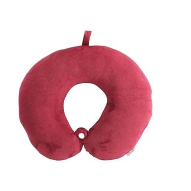 Imagem de Almofada de Pescoço para Viagem – Travesseiro Infantil e Adulto – Protetor Confortável em Veludo(3 Unidades,VINHO)
