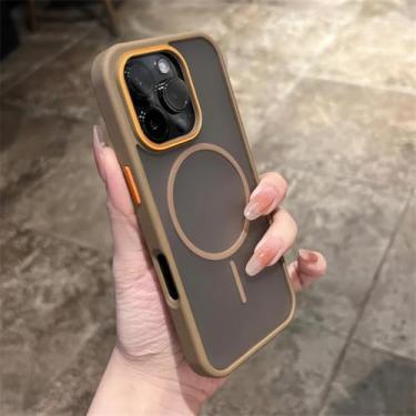 Imagem de HJZSZX Capa de celular luxuosa fosca com proteção magnética para iPhone 16 Pro (cor deserto)