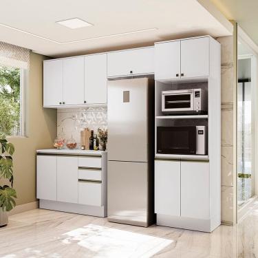 Imagem de Armário de Cozinha Completa Torre Quente 100% MDF 270cm Branco Celeste Kappesberg