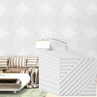 Imagem de Nuanchu Painéis de parede 3D Azulejos 30 x 30 cm PVC Canelado Texturizado Painel de Acento Cortável Cola para Arte de Parede de Ripa Branca Decorativa para Teto Estúdio Banheiro Interior TV Fundo