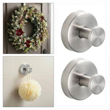 Imagem de Ganchos de ventosa para guirlandas de porta, 2 unidades de ventosas fortes de aço inoxidável para porta de vidro, decorações de outono e Halloween, placa de boas-vindas para porta da frente ao ar