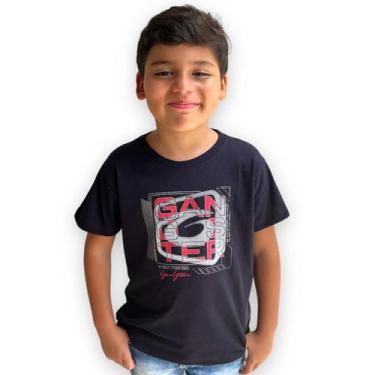 Imagem de Camiseta Infantil Menino De Marca Gola Careca Estilosa - GANGSTER, Azu