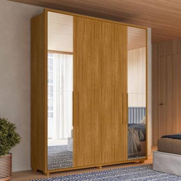 Imagem de Guarda Roupa Casal com Espelho 4 Portas e Pes Em MDF Greco Madetec
