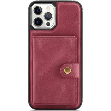Imagem de ANZOAT Capa para Iphone11/11 Pro/11 Pro Max, capa de couro PU vintage, com slots de cartão destacáveis Kickstand TPU bumper capa à prova de choque (Cor: vermelho, Tamanho: 11pro max 6,5 polegadas)