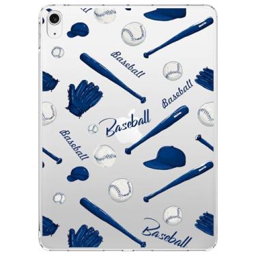 Imagem de VibrantFruitique Capa para iPad (A16) 11ª geração 2025 27.9 cm/10ª geração 2022 11,9 polegadas, capa de beisebol azul legal, transparente, fina, leve, antiarranhões, bumper de acrílico rígido para