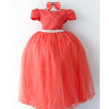 Imagem de Vestido De Festa Formatura Casamento Terracota luxo E Tiara - Pingo De