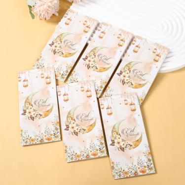 Imagem de 6 suportes de dinheiro Eid Mubarak para dinheiro, design de lua verde em aquarela, três porta-cartões de presente com envelopes, envelope surpresa para presente para decoração de festas de fim de ano