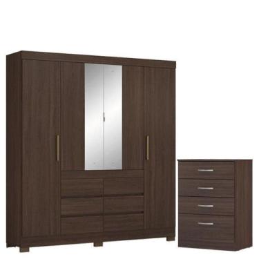Imagem de Guarda Roupa Casal Cádis Com Cômoda Astral Café Touch - Demóbile