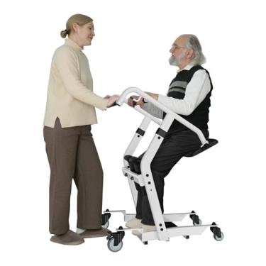 Imagem de VOCIC Upgrade Sit to Stand Lift, One-Step Stand Assist Lift para idosos, Unidade de transporte de cadeira de elevação de paciente com rodas, dispositivo de transferência em pé para cuidados domésticos