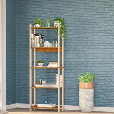 Imagem de Estante Industrial Organizadora Multiuso com 5 Prateleiras | Sapateira para Sala Cozinha Quarto Livros(Off White-Nature)