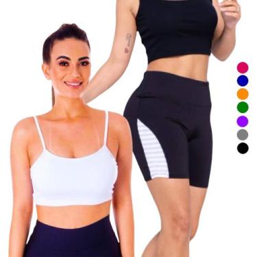 Imagem de Conjunto Top fitness ALÇA FINA bojo Feminino + SHORT leg LEGGING REDIN