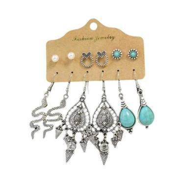 Imagem de Brincos Pendentes De Cobra Turquesa Para Mulheres, Joias Étnicas Vinta