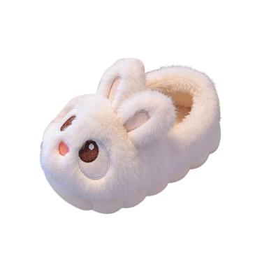 Imagem de Pantufas femininas versáteis e fofas com forro de lã e sola grossa, modernas, para outono e inverno, Branco, 34