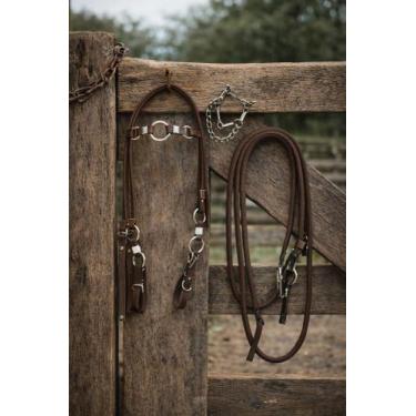 Imagem de Rédea Cabecada Freio Inox Cavalos Quarto De Milha Acessorios - selaria
