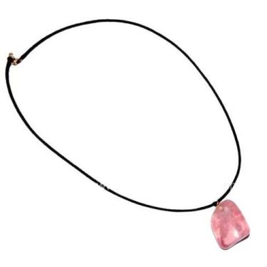 Imagem de Colar Fio Encerado Com Pedrinha de Quartzo Rosa - CristaisdeCurvelo