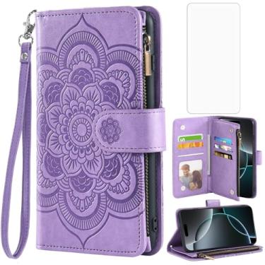 Imagem de Asuwish Capa de telefone para iPhone 17 Pro Max 6,9 polegadas com protetor de tela de vidro temperado e porta-cartão de crédito flip flor suporte celular i Phone17 17Pro i17 ProMax 17ProMax feminino