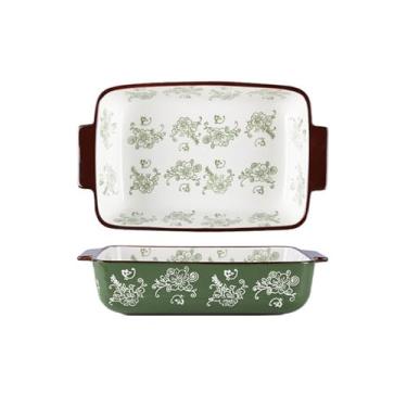 Imagem de Caçarola Prato de Cerâmica Estilo Europeu Dupla Orelha Cerâmica Utensílios de Mesa Bandeja Doméstica Tigela de Cozimento Casa Grande Sopa Cozinha