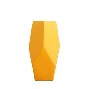 Imagem de Vaso de cerâmica preto moderno sala de estar flores secas arranjos de rosas decoração de mesa minimalista e ornamentos com um senso de centros de mesa de luxo (amarelo)