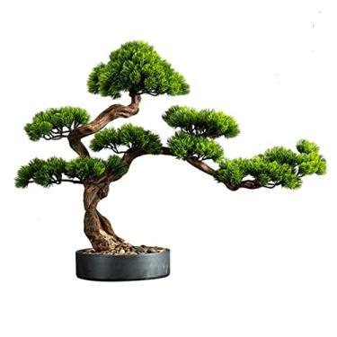 Imagem de Bonsai artificial, decoração de planta de bonsai artificial, decoração de casa chinesa, pinho de boas-vindas falso, planta bonsai para decoração de mesa de escritório em casa, árvore bonsai artificial