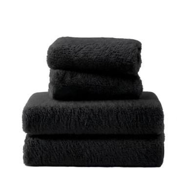 Imagem de UTFDXU Lençol com elástico de lã, conjunto de 3 peças, lençol Queen aconchegante e luxuoso com bolso profundo de 38 cm - Inclui um lençol de elástico preto, duas fronhas de 50 x 76 cm (preto, King)