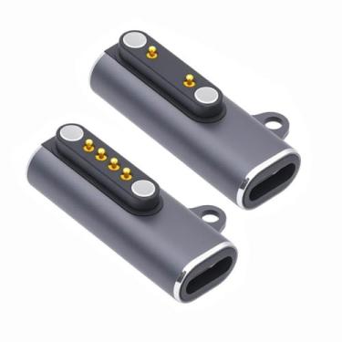 Imagem de chenyang Pacote de 2 USB C para Smartwatch Adaptador de carregador magnético para relógio inteligente de 7,62 mm Pitch de 2 pinos/4 pinos / fones de ouvido de linha óssea