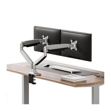 Imagem de Suporte de mesa para monitor duplo para monitor máximo de 81 cm, tela de 9 kg, suporte de braço de monitor de alumínio ajustável acessórios de mesa com mola a gás