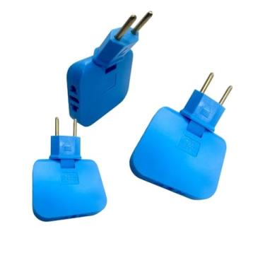 Imagem de Adaptador de Tomada Benjamin em T Articulado, 3 Saídas 10A 250V Flexível (1, Azul)