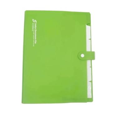Imagem de Organizador de arquivos A4 PP pasta documentos organizados de encaixe sacos de armazenamento 5 camadas pasta de arquivo expansível material de escritório (verde)