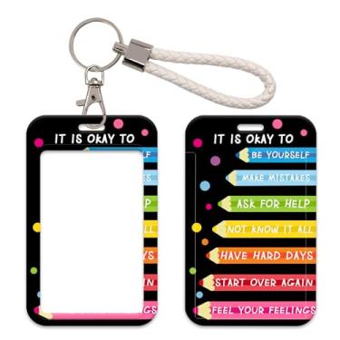 Imagem de Porta-crachá preto fofo com chaveiro, porta-cartão de identificação, porta-chaves, cartão e foto, capa protetora de plástico rígido para mulheres, homens, meninas, crianças, professores, estudantes