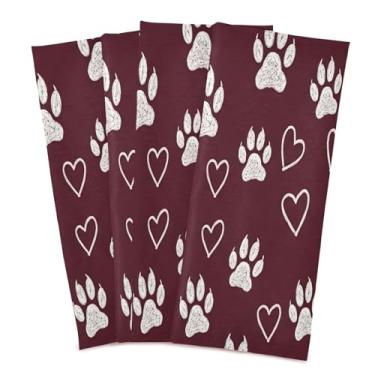 Imagem de Wassud Panos de prato de cozinha com estampa de pata pacote com 4 panos de prato macios com laço para pendurar toalha de mão de secagem rápida super absorvente toalhas de chá de mesa decorativas 71 x