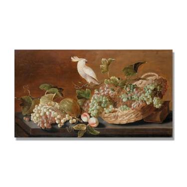 Imagem de NHLDZYH Decoração para cozinha - quadro vintage de ainda vida com frutas - réplica de óleo em tela - estilo campestre e aconchegante. C61. 70 x 125 cm. Apenas tela