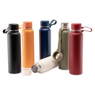 Imagem de Garrafa Térmica Personalizada 1 Litro em Aço Inox 304 com Infusor, Base Antiderrapante e Alça de Silicone