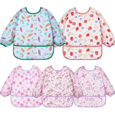 Imagem de Blusa impermeável de manga comprida Lictin Baby Bibs, pacote com 5
