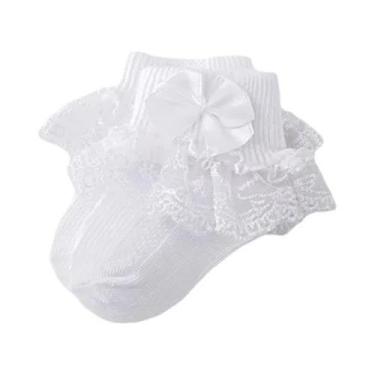 Imagem de Meias De Algodão Com Renda Para Bebês Meninas 0-24 Meses, Meias De Pri