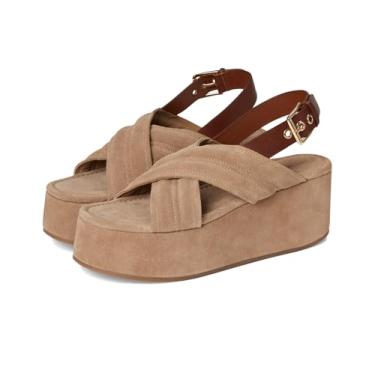 Imagem de Free People Plataforma feminina de festa na praia, Camurça marrom, 40