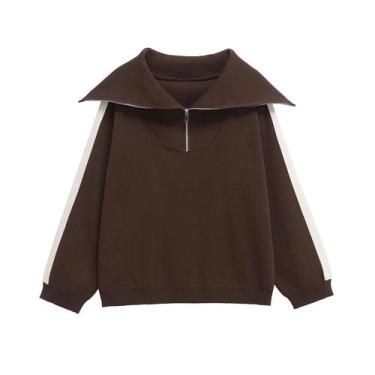 Imagem de Conjunto Feminino Marrom De 2 Peças: Moletom Pulôver E Calça De Cintur