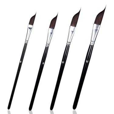 Imagem de Qianyu Conjunto de 4 pincéis de risca de adaga para aquarela, pincéis de giz premium, pincéis profissionais de acrílico, para viagem, para detalhes, guache de tinta de linhas finas