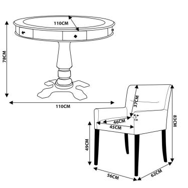 Imagem de Mesa de Jogos Carteado Victoria Tampo Reversível Preto Kit 2 Cadeiras Vicenza Preto Fosco - GranBelo