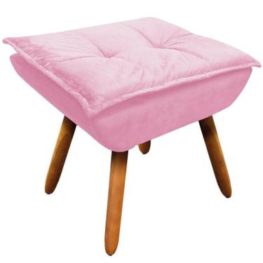 Imagem de Puff Decorativo Pés Palito Charger Suede Rosa - Gran Belo