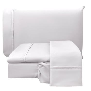 Imagem de Jogo de Cama Lençol Casal Conforto Percal 300 Fios 4 Peças - Branco