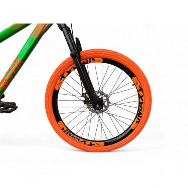 Imagem de Bicicleta Aro 26 Vikingx Tuff X35 Freeride Câmbios Shimano 21v Freio A Disco Aros Vmaxx Pneu Flame - Verde-laranja