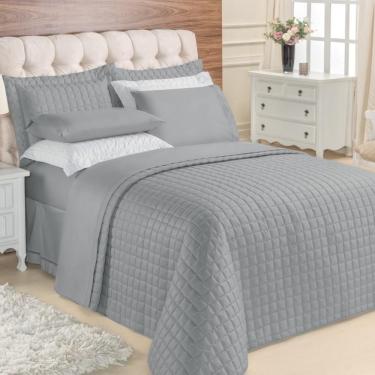 Imagem de Kit Top Line Cobre Leito Queen 180 Fios + Jogo De Lençol - 7 Peças Cinza