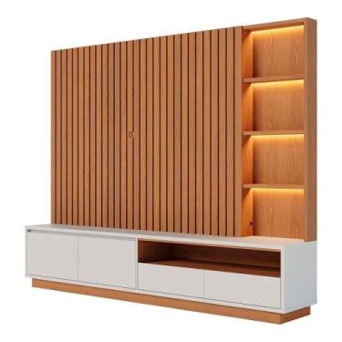 Imagem de Estante Home Ripado TV 82 Polegadas 240 Cm Cancun Colibri Freijo Off W
