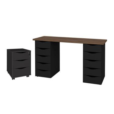 Imagem de Conjunto Escrivaninha E Gaveteiro Dundee Nogal Preto